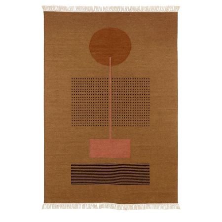 Handmade Brown Cotton Modern Dhurrie For Living Room